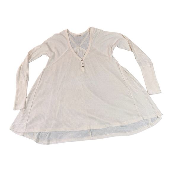 Free People We The Free Women’s Citrine Thermal Top Tee V Neck Small Cream - Picture 4 of 11